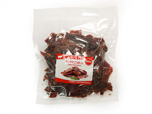 Мучные полоски ОРАНЖЕВЫЕ со вкусом говядины 76 гр: Говядина вяленая (строганина)